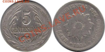>с 1 рубля<Старый Уругвай 5 сентим 1924 до 4.12.11 21:00 - Уругвай_5_сентим_24