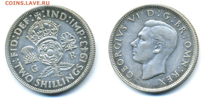 Великобритания 2 шиллинга (флорин), 1943 до 3го - Brit1sh1943