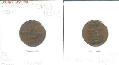 Саксония 1 пфенниг, 1825 до 3го - sakc1pf1825