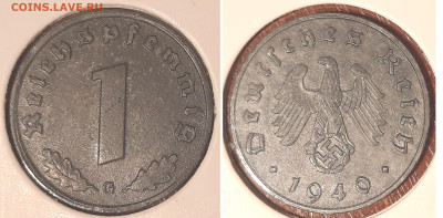 Германия - Третий рейх 1 рейхспфенниг, 1944 G до 3го - ger1pf1944g