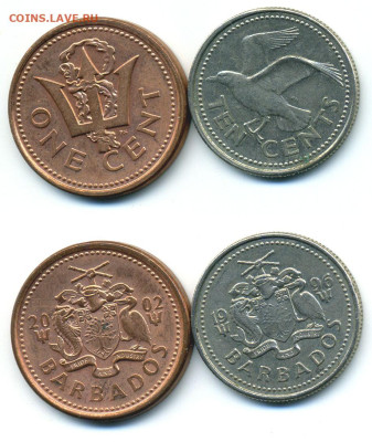 Барбадос 1+10 центов, 2002+1996 до 3го - Barbados1+10