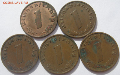  3 рейх 1 пфенниг 1937 A, 1938 A (5 шт.) до 7.10 - IMG_2741.JPG