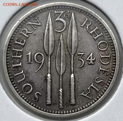 Южная Родезия 3 пенса 1934 до 10.10.22 22:00 мск - 55BD8859-008C-4E59-9A9E-C6A0344C1703