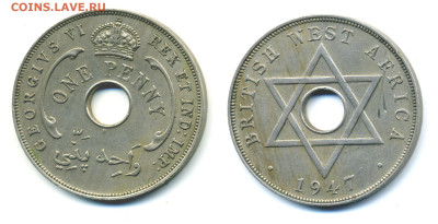 Британская Западная Африка 1 пенни, 1947 до 6го - BrZapAfr1p1947