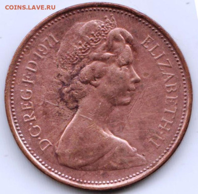 ВЕЛИКОБРИТАНИЯ 2 пенса 1971 г. до 12.10.22 г. в 23.00 - 075