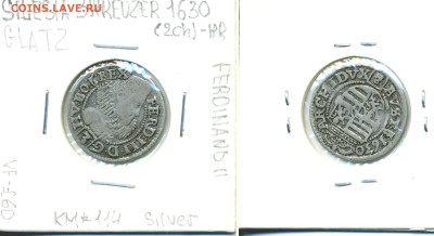 Силезия 3 крейцера, 1630 до 10го - Sil3kr1630