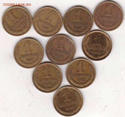 1 копейка 1981 г. 10 шт. до 13.10.22 г. в 23.00 - 013