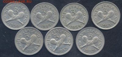 ФИКС. Новая Зеландия 3 пенса 1953-1965 г. 12.10.2022 г. 22- - 3 пеннса 1953-59