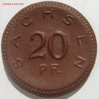 Германия Саксония нотгельд 20 пфеннигов 1921 фарфор до 14.10 - IMG_1925.JPG