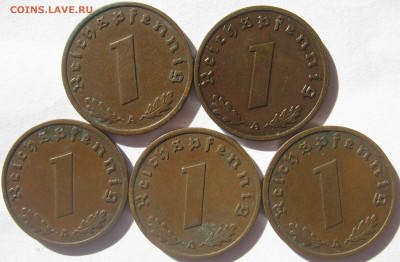  3 рейх 1 пфенниг 1937 A, 1938 A (5 шт.) до 14.10 - IMG_2898.JPG