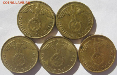  3 рейх 5 пфеннигов 1937 A, D 1938 A, D (5 шт.) - IMG_2903.JPG