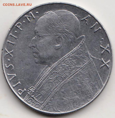 ВАТИКАН 100 лир 1958 г. до 18.10.22 г. в 23.00 - 018