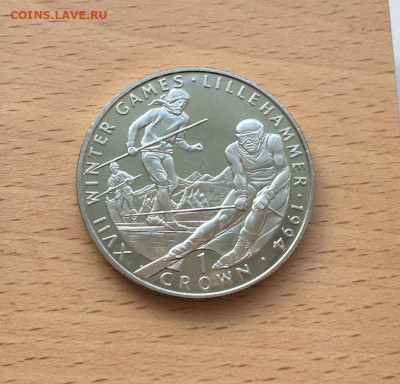 Крона Шайба Гибралтар 1 крона 1993 Зимние Олимпийские Игры - krona_shajba_gibraltar_1_krona_1993_zimnie_olimpijskie_igry_lillekhammer_1994_slalom_olimpiada_sport
