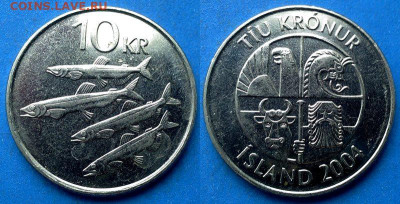 Исландия - 10 крон 2004 года (Фауна) до 18.10 - Исландия 10 крон, 2004