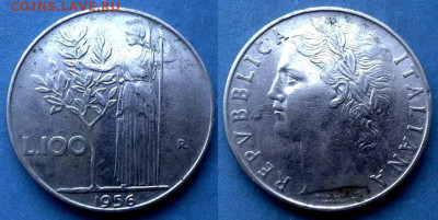 Италия - 100 лир 1956 года до 20.10 - Италия 100 лир, 1956