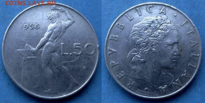 Италия - 50 лир 1956 года до 20.10 - Италия 50 лир, 1956