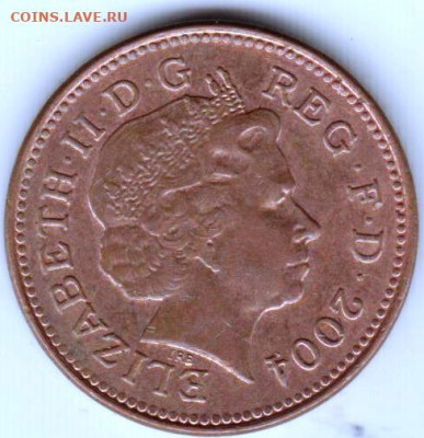 ВЕЛИКОБРИТАНИЯ 1 пенни 2004 г. до 21.10.22 г. в 23.00 - 044