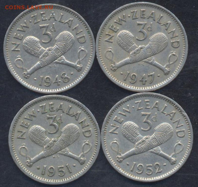 ФИКС. Новая Зеландия 3 пенса 1947-1952 г. 18.10.2022 г. 22-0 - 3 пеннса 1947-52