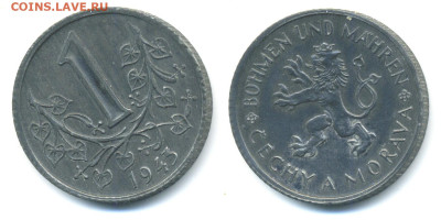 Богемия и Моравия 1 крона, 1943 - Bogemia1kr1943