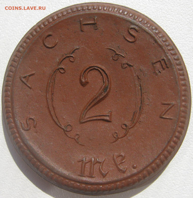 Германия Саксония нотгельд 2 марки 1921 орёл фарфор до 21.10 - IMG_1935.JPG