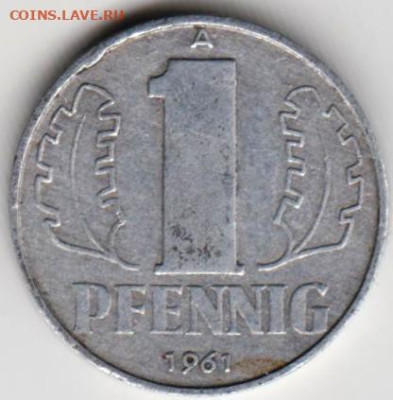 ГДР 1 пфенниг 1961 г. до 23.10.22 г. в 23.00 - 060