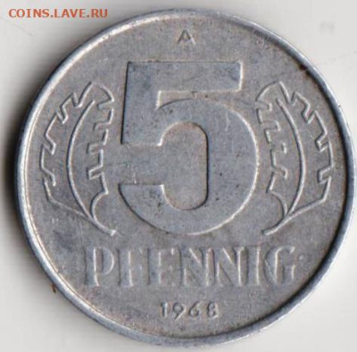 ГДР 5 пфеннигов 1968 г. до 23.10.22 г. в 23.00 - 062