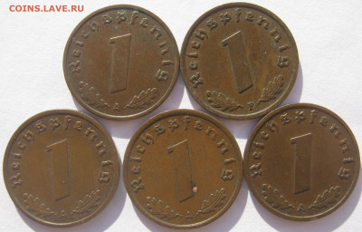  3 рейх 1 пфенниг 1937 A, F, 1938 A (5 шт.) 21.10. - IMG_2923.JPG