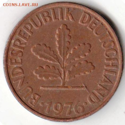 ФРГ 2 пфеннига 1976  г. D до 25.10.22 г. в 23.00 - 027