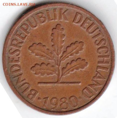 ФРГ 2 пфеннига 1980 г. D до 26.10.22 г. в 23.00 - 028