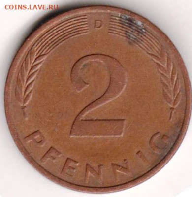 ФРГ 2 пфеннига 1980 г. D до 26.10.22 г. в 23.00 - 068