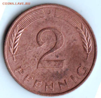 ГЕРМАНИЯ 2 пфеннига 1994 г. J до 26.10.22 г. в 23.00 - 069