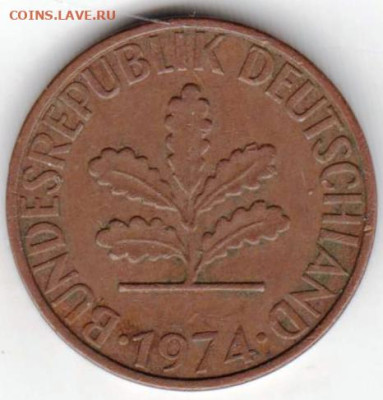 ФРГ 2 пфеннига 1974 г. J до 26.10.22 г. в 23.00 - 030
