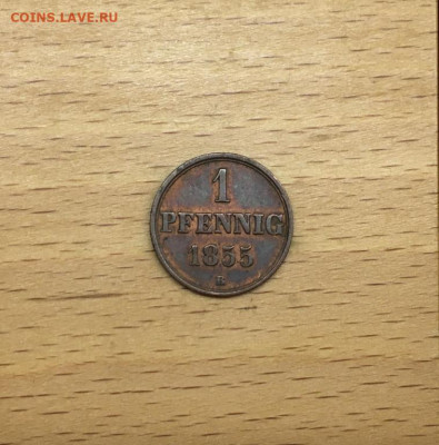 Ганновер 1 пфенниг 1855 Германская Империя Германия - gannover_1_pfennig_1855_germanskaja_imperija_germanija