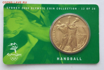 Шайба Австралия 5$ долларов 2000 - krona_shajba_avstralija_5_dollarov_2000_gandbol_olimpijskie_igry_sidnej_unc_blister_olimpiada_sport