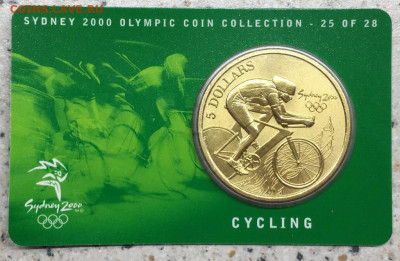 Шайба Австралия 5$ долларов 2000 Велоспорт - krona_shajba_avstralija_5_dollarov_2000_velosport_olimpijskie_igry_sidnej_unc_olimpiada_sport