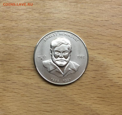 Куба 1 песо 1982 Эрнест Хемингуэй Портрет - kuba_1_peso_1982_ernest_kheminguei_portret