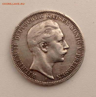 Пруссия 3 марки Вильгельм 2 1912г. до 25.10 22.00 - ДОЙЧЛЕНД АВЕРС
