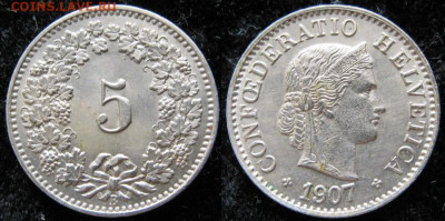 Швейцария 5 раппен 1907 до 29-10-22 в 22:00 - Швейцария 5 раппен 1907    158-4-1910