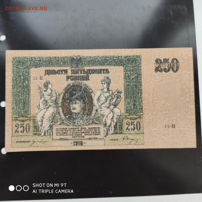250 рублей Ростов-на-Дону 1918 г. - до 29.10 до 22.00 - 1666347819812