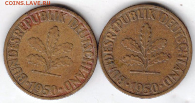 ФРГ 10 пфеннигов 1950 г. J, D до 30.10.22 г. в 23.00 - 021