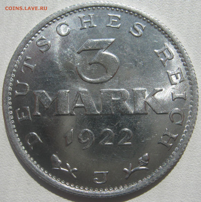 Германия Веймар 3 марки 1922 J годовщина конституции 28.10. - IMG_2231.JPG