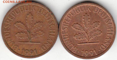 ГЕРМАНИЯ 1 пфенниг 1991 г. J,D до 31.10.22 г. в 23.00 - 032
