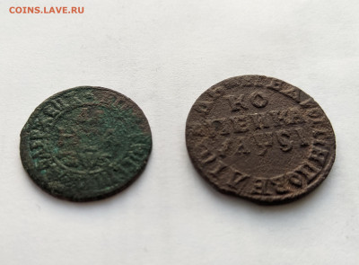 Копейка 1716 и денга 1706 Петра I - 1111