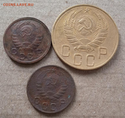 Погодовка СССР: 10коп 1937+ 10коп 1945+5коп 1938 - СССР 10к 1937,45. 5к 1938 А Рев