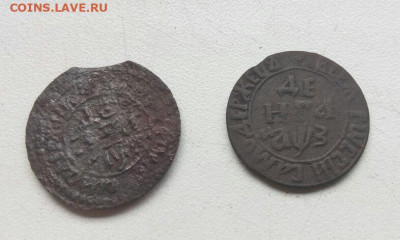 Две петровские денги 1707 - на оценку - Денга Петр 1
