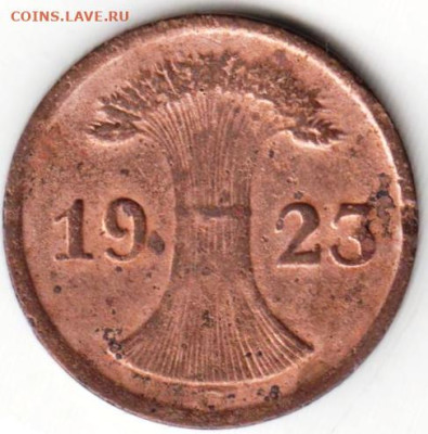 Германия 2 пфеннига 1923 г. до 04.11.22 г. в 23.00 - 009