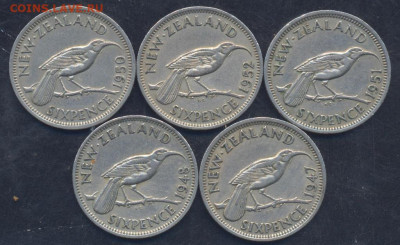 ФИКС. Новая Зеландия 6 пенсов 1947-1952 г. - 6 пенсов 1947-1952 1