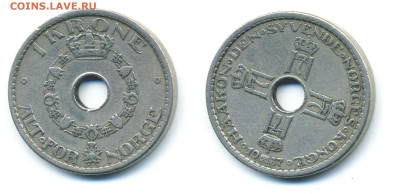 Норвегия 1 крона, 1937 до 01.11 - Nor1kr1937
