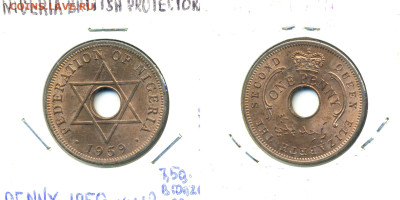 Нигерия 1 пенни, 1959 до 01.11 - Niger1pen1959
