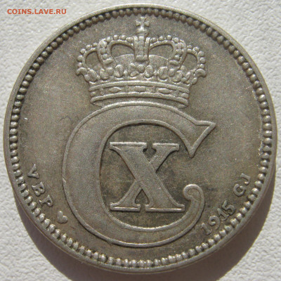 Дания 25 эре 1915 монограмма короля Кристиана X до 1.11 - IMG_7855.JPG
